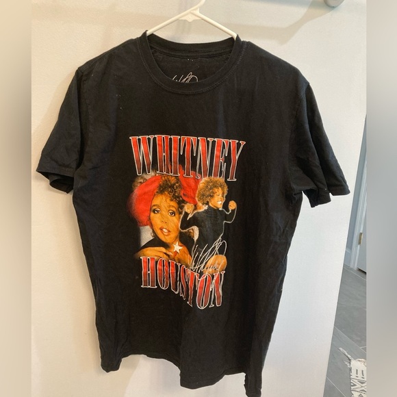 Nasty Gal Tops - Nasty Gal Black Whitney Houston Graphic Tee with Red Accents